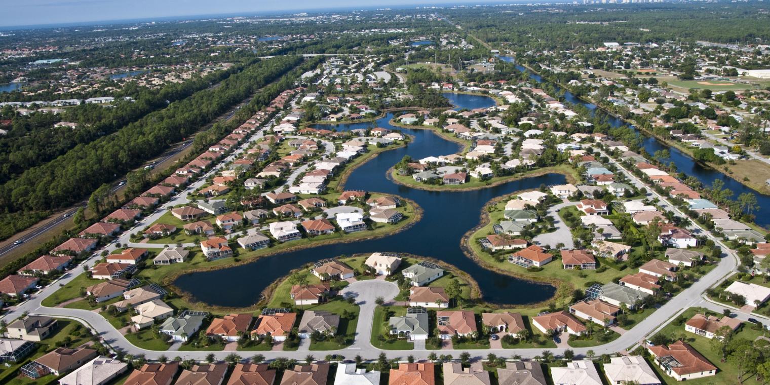 Aerial view of Collier County Houses/Businesses